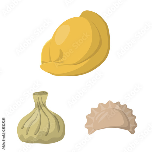 Isolated object of dumplings and food sign. Collection of dumplings and stuffed vector icon for stock.