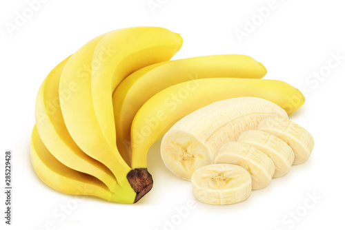 Composition with bananas isolated on white background.