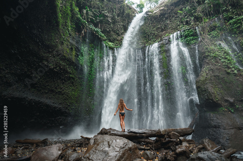 Schilderij op canvas Air Terjun Tiu Kelep waterfall near Rinjani, Senaru, Lombok, Indonesia, Southeast Asia