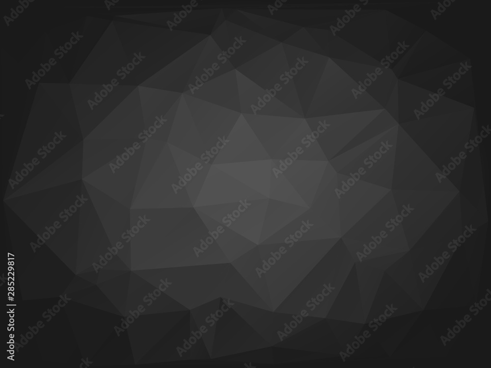 Dark gray low poly background. Triangular pattern, modern design. Geometric gradient background, origami style. Polygonal mosaic template with place for content. Vector illustration, geometric style. Dark gray low poly background. Triangular pattern, modern design. Geometric gradient background, origami style. Polygonal mosaic template with place for content. Vector illustration, geometric style.