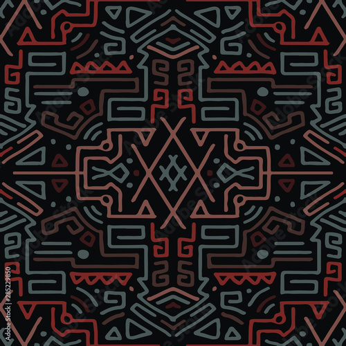 Tribal Decorative Doodle Lines Seamless Pattern