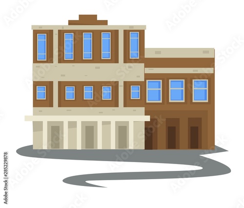 1940s vintage apartment building, multi-storey house isolated construction