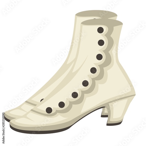 1910s fashion style footwear, female shoe or boots with buttons