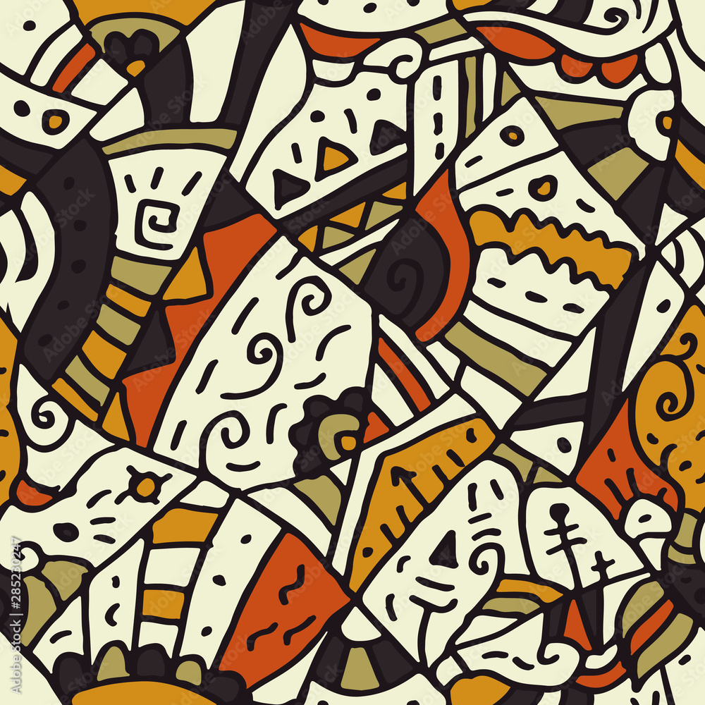 Tribal Decorative Doodles Seamless Pattern