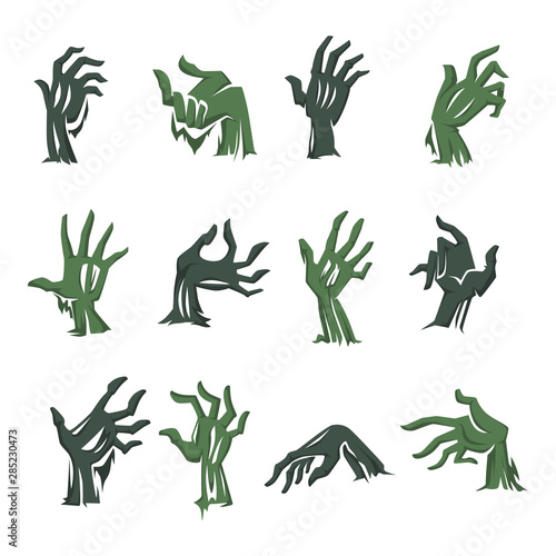 Zombie hand from grave, Halloween symbol isolated icons