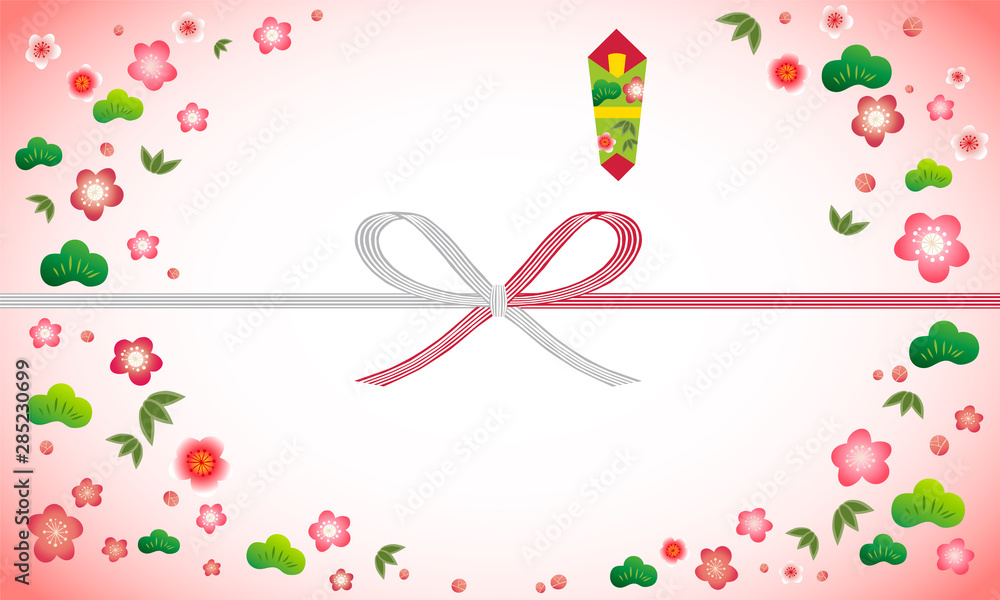 熨斗紙 松竹梅 花結び Japanese Traditional Wrapping Paper Stock Vector Adobe Stock