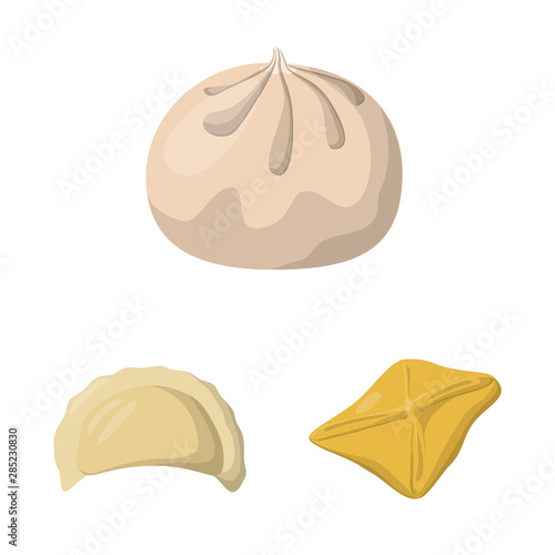 Vector design of dumplings and food icon. Collection of dumplings and stuffed stock symbol for web.