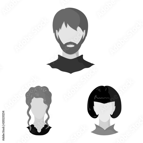 Isolated object of character and profile logo. Collection of character and dummy vector icon for stock.