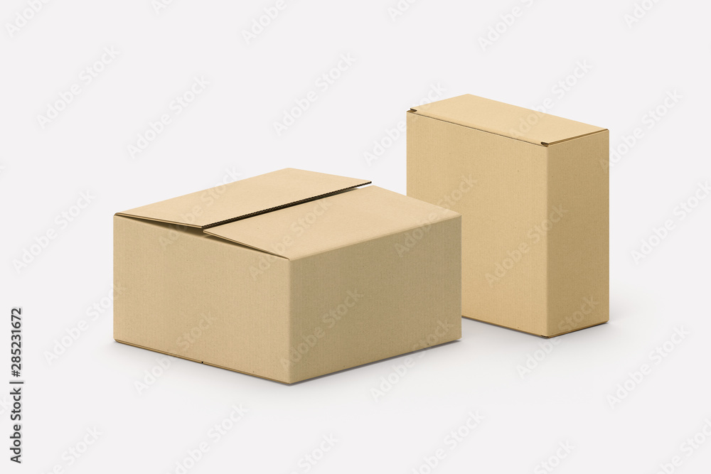 3d illustrator cardboard boxes isolated over white background