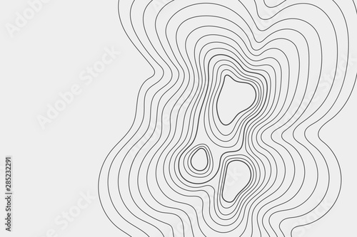 Gray outlines of vector topography. Vector illustration Map on the ground. Graphic line heights.