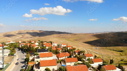 Photography Small town with red rooftops Close to the desert Aerial view Drone shot of House