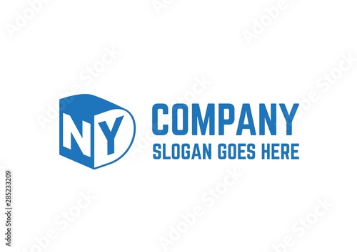Initial letter DNY logo design with company name on right side