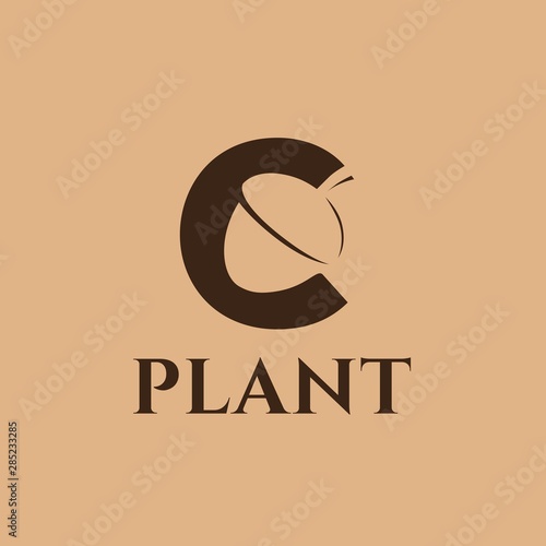 Initial letter C acorn logo design with earth color tone