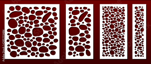 Laser cut panels, abstract geometric pattern.Template for  metal decorative cutout, wood carving, fretwork stencil, paper art
