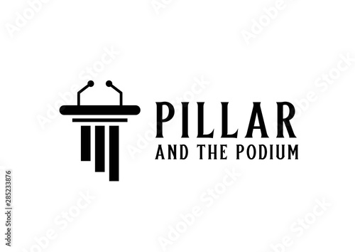 Pillar with microphone for podium political logo design