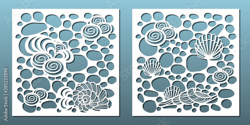 Laser cut panels set. Template for metal cutting or wood carving