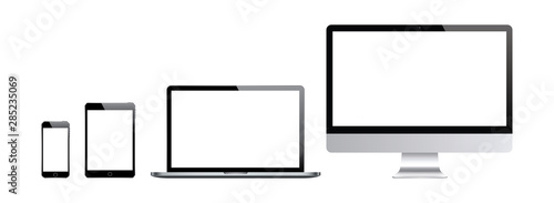 Set of computer, laptop in a flat vector style