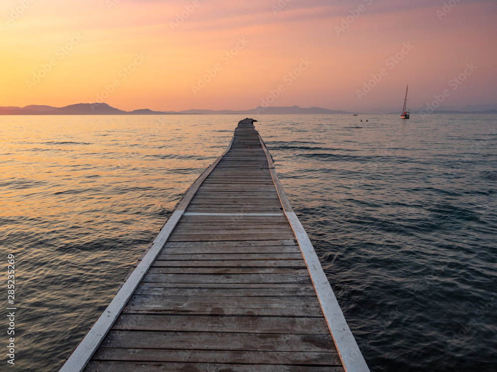 A jetty on the beaches of Lefkimmi in Greece