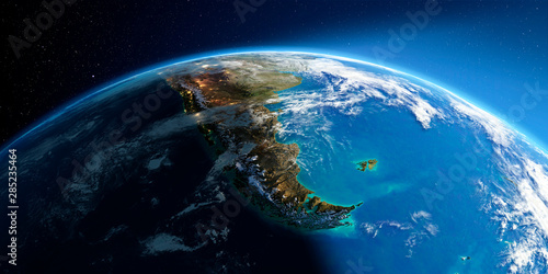 Detailed Earth. South America. Tierra del Fuego photo