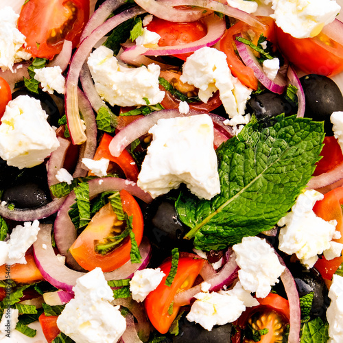 Greek Style Feta Cheese and Fresh Salad photo