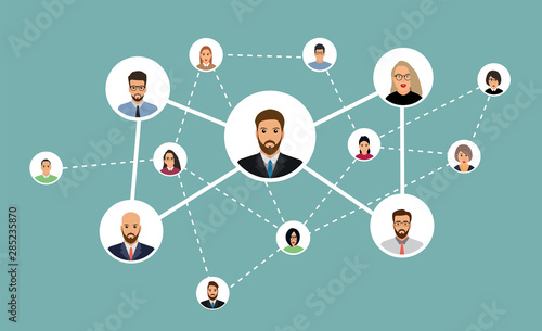 Organization of people related vector icon. Flat icon isolated on white background. Vector illustration. Referral marketing, network marketing, business partnership, referral program strategy.