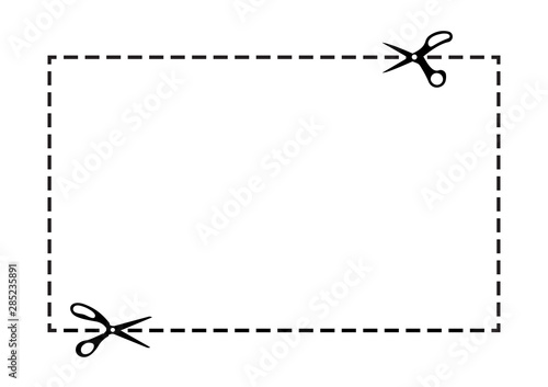 Scissors cut along the contour on a white background. Vector illustration