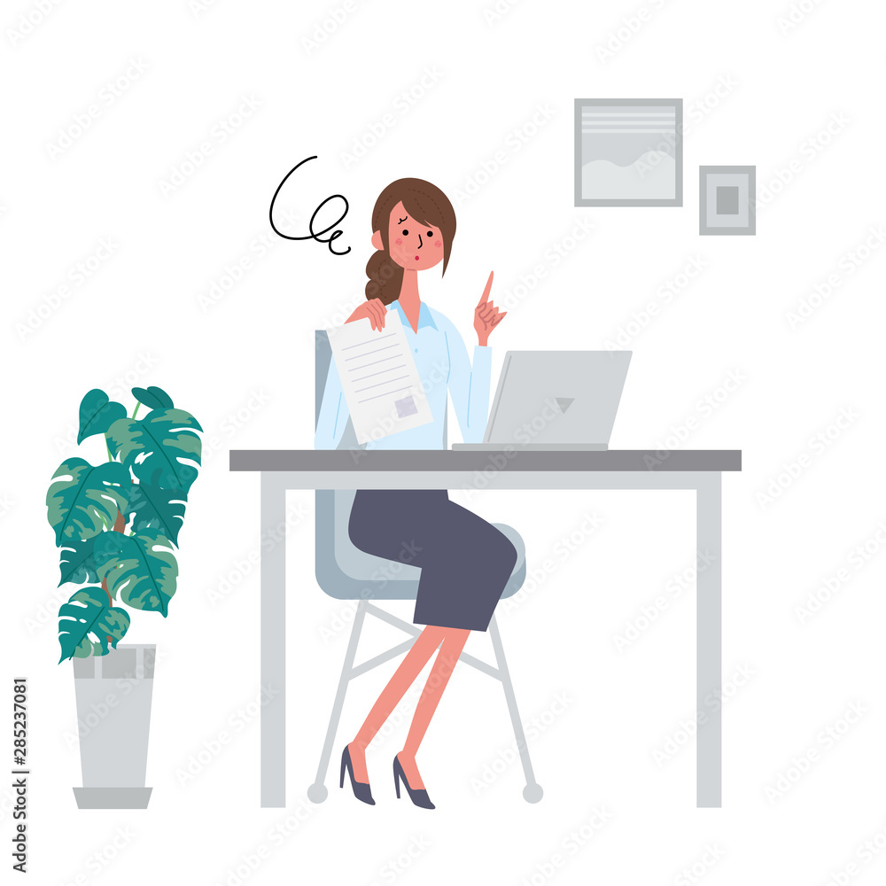 書類をもつ女性 イラスト 申し込み 契約 サイン ビジネス Stock ベクター Adobe Stock