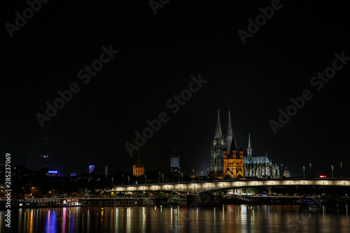 Cologne a city on the Rhine at night as a skyline