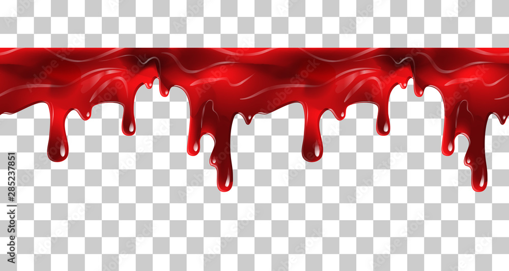 Dripping seamless blood. Flow liquid, drip wet. Thick red ketchup