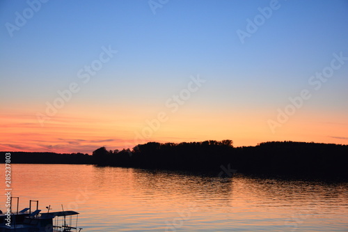 Sunset over Danube river.