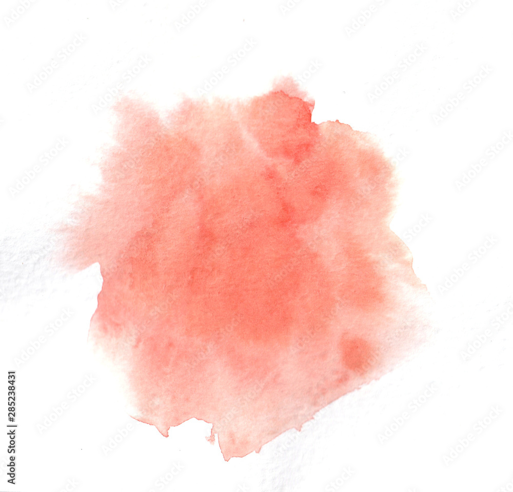 Watercolor abstract red spot. Hand-drawn on paper. Elements for background and designWatercolor texture for Valentine day, wedding, save date card.