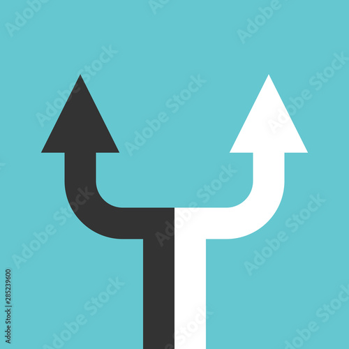 Black, white arrow dividing