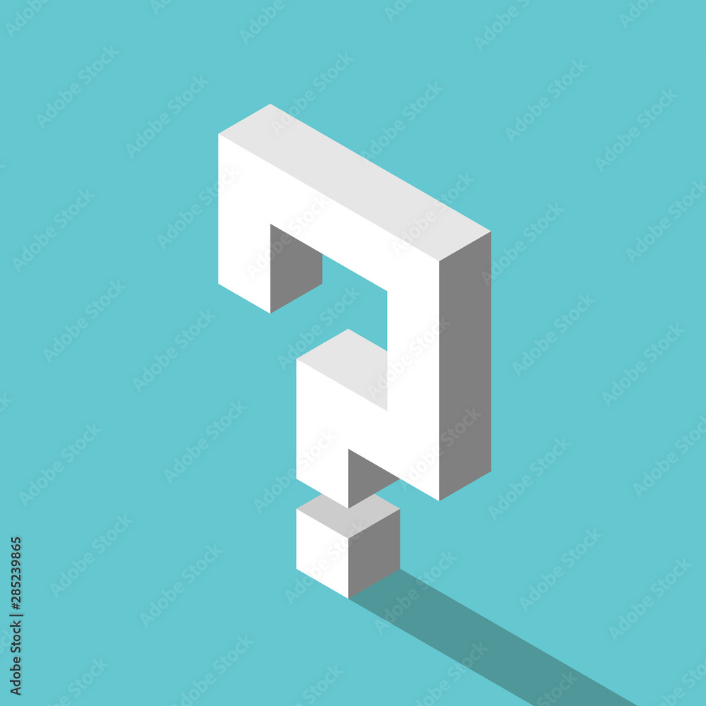 Isometric white question mark Isometric white question mark