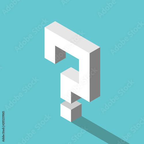 Isometric white question mark