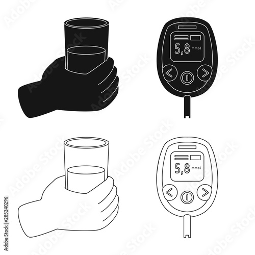 Isolated object of diet and treatment icon. Set of diet and medicine vector icon for stock.