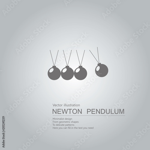 Vector drawn Newtons cradle. The background is a gray gradient.