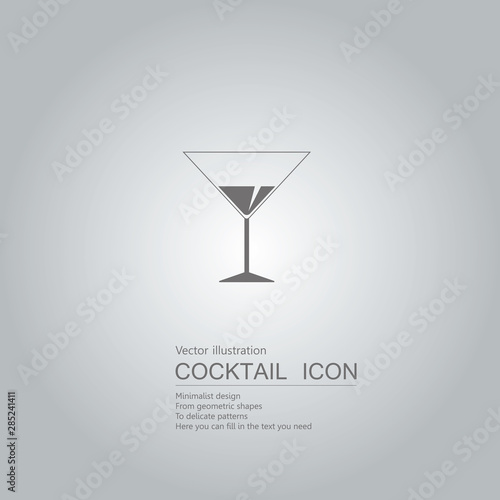 Vector drawn wine glass icon. The background is a gray gradient.