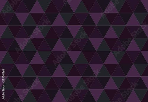 Triangular seamless pattern. Low poly geometric background. Dark purple color...