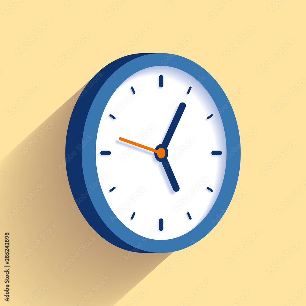 3d Clock icon in flat style, timer on color background. Business watch. Vector design element for you project 3d Clock icon in flat style, timer on color background. Business watch. Vector design element for you project