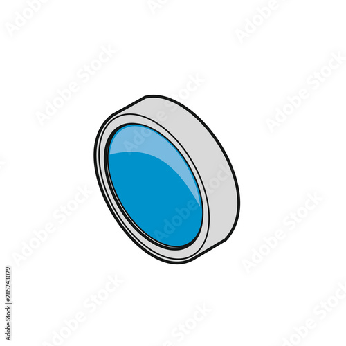 Button, blau/blanko, [coloriert]