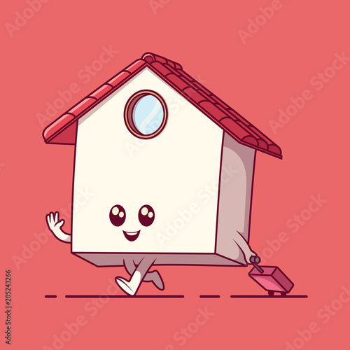 House travelling vector illustration. Travel, holiday, journey design concept
