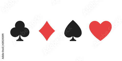 Suit of playing cards. Vector illustration symbols isolated on white background