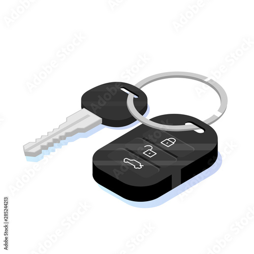 Car key security isometric icon.  Vector illustration in flat style.