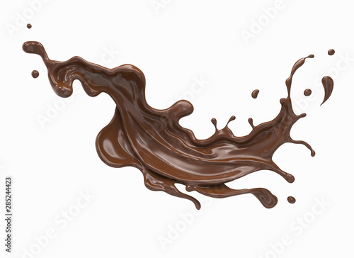 chocolate splash in shape of spiral and twist, 3d illustration.