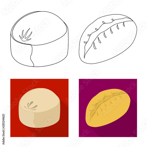 Vector illustration of products and cooking sign. Set of products and appetizer stock vector illustration.