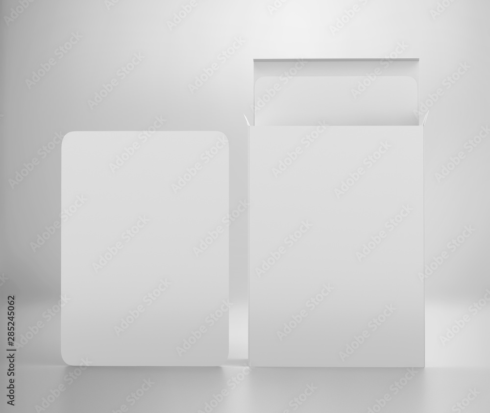 Blank Playing card box with white cards, on light gray background Stock  Illustration