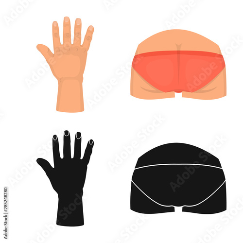 Vector design of body and part icon. Set of body and anatomy stock symbol for web.
