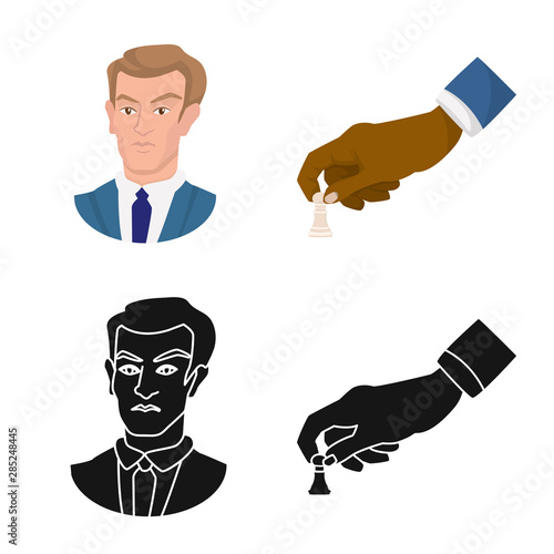 Vector illustration of checkmate and thin sign. Set of checkmate and target stock vector illustration.