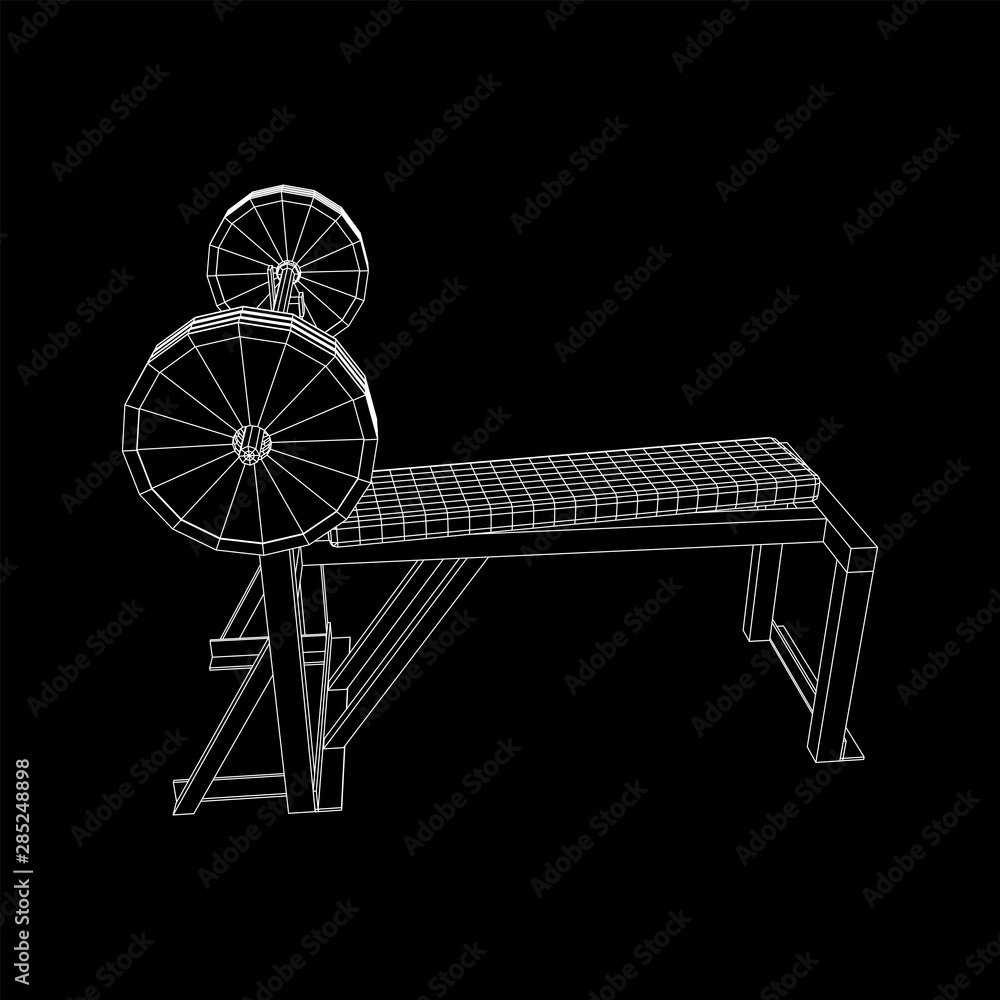 Barbell with weights. Gym equipment. Bodybuilding, powerlifting, fitness concept. Wireframe low poly mesh vector illustration. Barbell with weights. Gym equipment. Bodybuilding, powerlifting, fitness concept. Wireframe low poly mesh vector illustration.