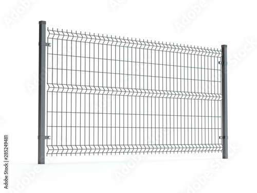 Stampa su Tela Fence panel isolated on white, rod type, 3D illustration